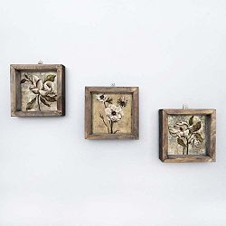Sada 3 nástěnných obrazů Vintage, 15 x 15 cm