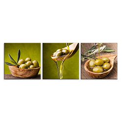 Sada 3 obrazů Styler Glasspik Set Olives