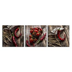Sada 3 obrazů Styler Glasspik Set Red Peppers