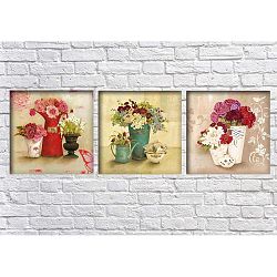 Sada 3 obrazů Tablo Center Flower Vases