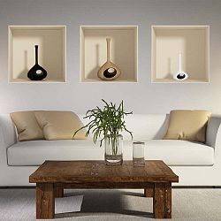 Sada 3 samolepek s 3D efektem Ambiance Vase