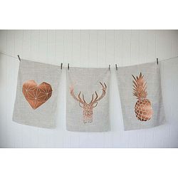 Sada 3 utěrek Really Nice Things Copper Hipster