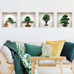 Sada 4 3D samolepek na zeď Ambiance Bonsai Design
