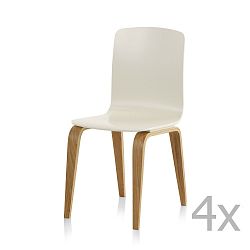 Sada 4 bílých jídelních židlí Geese 