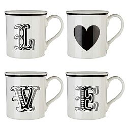 Sada 4 černobílých hrnků Premier Housewares Love