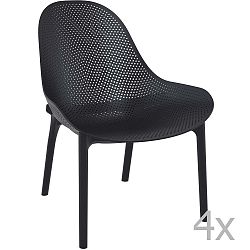Sada 4 černých zahradních lounge křesel Resol Sky