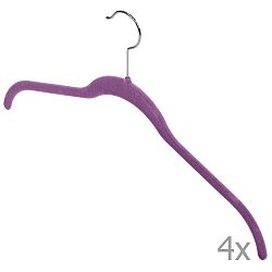 Sada 4 fialových věšáků Domopak Velvet Hangers