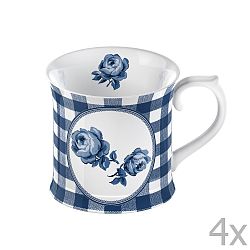 Sada 4 hrnků Creative Tops Indigo Gingham, 400 ml