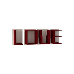Sada 4 nástěnných polic Homitis Love Claret