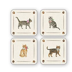 Sada 4 podtácků Cooksmart England Cats on Parade