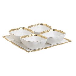 Sada 4 porcelánových mističek s talířem InArt