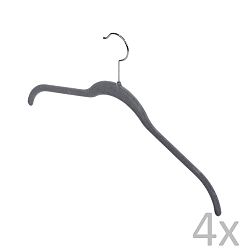 Sada 4 šedých věšáků Domopak Velvet Hangers