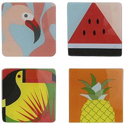 Sada 4 skleněných podtácků Le Studio Tropical