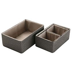 Sada 4 úložných košíků Versa Gray Rectangular