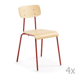 Sada 4 židlí s červenou konstrukcí La Forma Klee