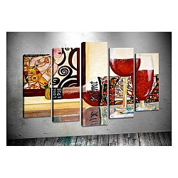 Sada 5 obrazů Tablo Center Red Wine