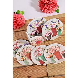Sada 6 bambusových podtácků Kosova Flowers, 12 cm