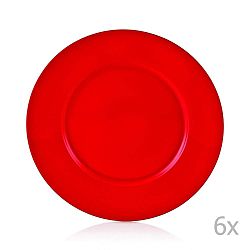 Sada 6 červených porcelánových talířů Efrasia