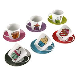 Sada 6 hrnečků s podšálky Versa Cupcakes