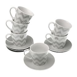 Sada 6 hrnků s podšálky VERSA Tea Chev, 2,2 dl