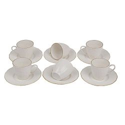 Sada 6 porcelánových hrnků s podšálkem Dominiki