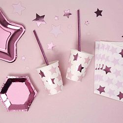 Sada 8 papírových kelímků Neviti Little Star Pink