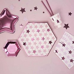 Sada 8 papírových talířů Neviti Little Star Pink