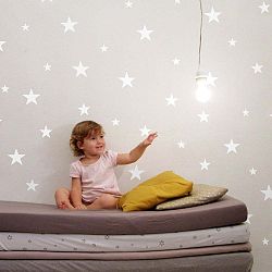 Sada 81 bílých nástěnných samolepek Stars