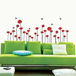 Sada samolepek Ambiance Red Poppy Flowers