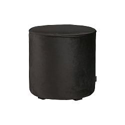 Sametově černý puf WOOOD Sara, ⌀ 46 cm