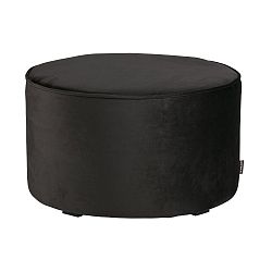 Sametově černý puf WOOOD Sara, ⌀ 60 cm