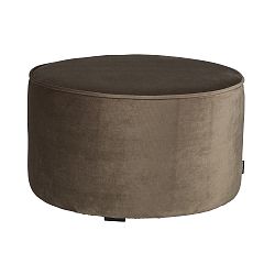 Sametový olivově zelený puf WOOOD Sara, ⌀ 60 cm