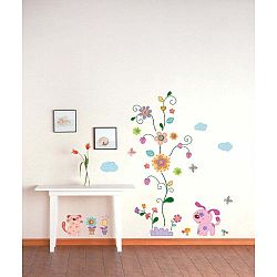 Samolepka Ambiance Colorful animals and tree