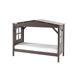 Šedá dětská postel Vipack Pino Cabin, 90 x 200 cm