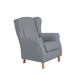 Šedé křeslo ušák Max Winzer Lorris Leather Gray