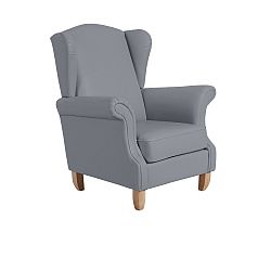 Šedé křeslo ušák Max Winzer Verita Leather Gray