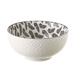 Šedo-bílá porcelánová miska Unimasa Plume,ø 14,9 cm