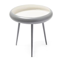 Šedo-bílý odkládací stolek 360 Living Vaiva, ⌀ 49 cm
