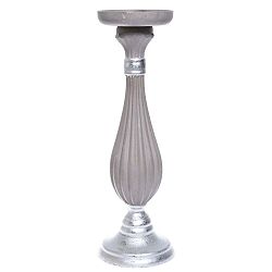 Šedý dřevěný svícen Ewax, výška 33 cm