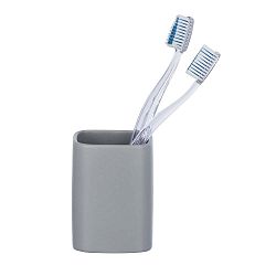 Šedý keramický kelímek na kartáčky Wenko Hexa