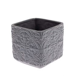 Šedý keramický květináč Dakls Rusto, výška 13 cm