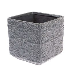 Šedý keramický květináč Dakls Rusto, výška 15 cm