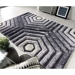Šedý koberec Flair Rugs Hexagon Grey, 80 x 150 cm