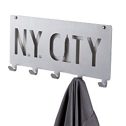 Šedý nástěnný věšák s 5 háčky Compactor NY City