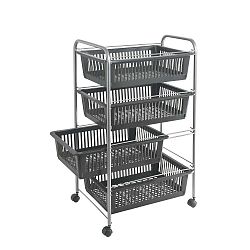 Šedý pojízdný vozík se 4 šuplíky Metaltex Jumbo