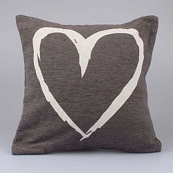 Šedý potah na polštář Dakls Heart, 40 x 40 cm