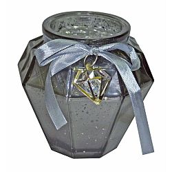 Šedý skleněný svícen Ewax, výška 9 cm