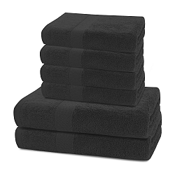 Set 2 černých osušek a 4 ručníků DecoKing Marina