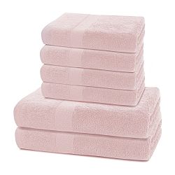 Set 2 růžových osušek a 4 ručníků DecoKing Marina