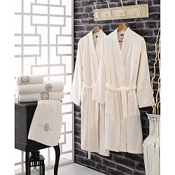 Set 2 županů a 4 ručníků z bavlny Creamy